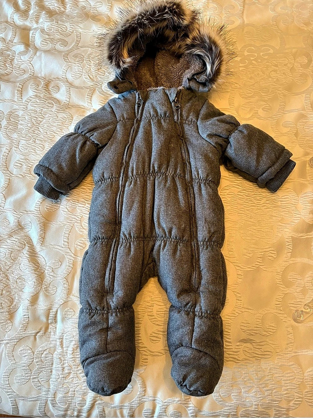 Babaluno Baby Gray Hooded Snowsuit